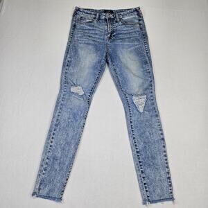 True Religion Womens 29 Jean Halle High Rise Stonewash Stretch Distressed Holes